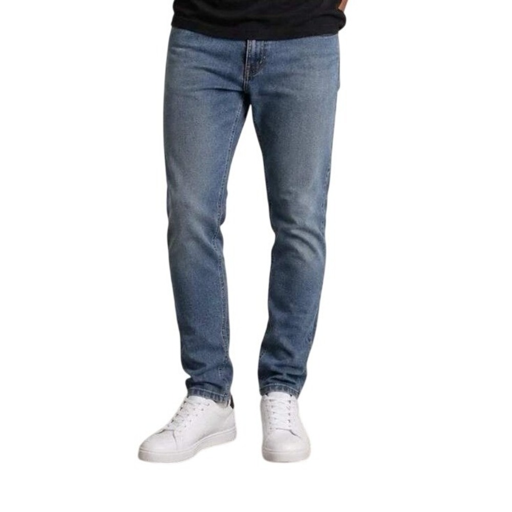 Seven7 Slim Straight Jeans Mens 38x34 Dark Blue Distressed Luxury Denim SN1500A